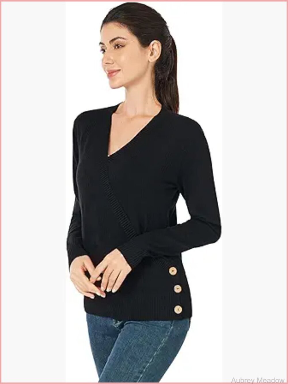 Casual V Neck Cable Knit Ribbed Long Sleeve Loose Cardigan Sweater Top